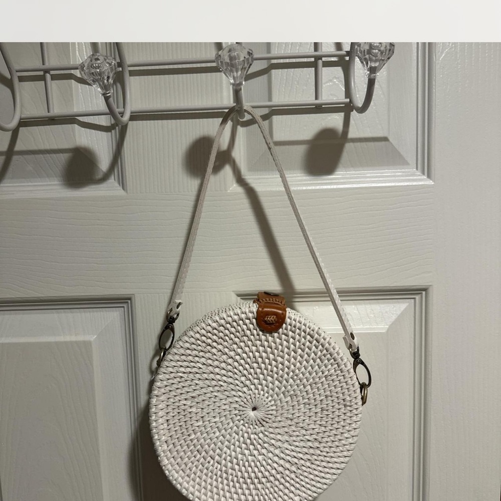 Anthropologie Cream Woven Crossbody Bag